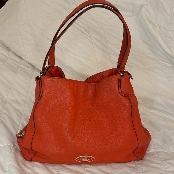 Coach Handbags - Coach Vibrant Orange Edie Leather Shoulder Bag